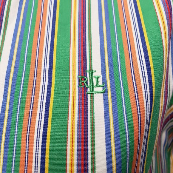 Lauren Ralph Lauren Womens Striped Button Up Top Tab Sleeves Size Petite Small - Picture 4 of 7
